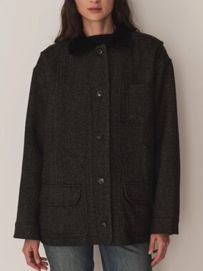 DÔEN Pascaul Wool Jacket in Charcoal Herringbone Small